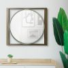 DunaWest Rectangular Beveled Wall Mirror with Round Inner Frame, Brown - Default