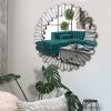 DunaWest 32 Inch Contemporary Floating Wall Mirror with Designer Frame, Silver - UPT-226277