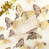 48pcs 3D Butterfly Wall Decor Removable Metallic Wall Sticker Room Mural Decals - Gold
