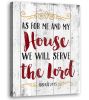 As  Me and My House Canvas Wall Art Religious Quotes White Retro Wood Grain Background Pictures Bible Verse Paintings Artwork 12"x16" - 12x16inchx1pcs