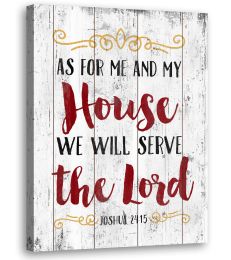 As  Me and My House Canvas Wall Art Religious Quotes White Retro Wood Grain Background Pictures Bible Verse Paintings Artwork 12"x16" - 12x16inchx1pcs