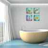 Bathroom Kitchen Wall Decoration Sea Turtle Octopus Goldfish Ocean Beach Decor-4 Panel Canvas Prints Wall Picture - 12x12inchx4pcs