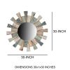 DunaWest Round Wooden Decor Wall Mirror with Triangular Plank Accent, Brown - UPT-228704
