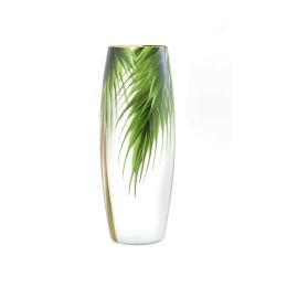 Tropical flower | Ikebana Floor Vase | Large Handpainted Glass Vase for Flowers | Room Decor | Floor Vase 16 inch - Green - 400