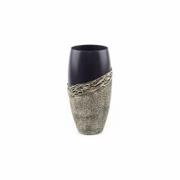 Handpainted Glass Vase for Flowers | Painted Art Glass Violet Oval Vase | Interior Design Home Room Decor | Table vase 12 inch - Violet - 300