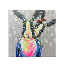 Color Animal Rabbit Abstract Art Wall Painting Modern Living Room Bedroom Home Decoration Frameless Poster - 60x60cm