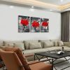 Red Rose Pictures for Living Room Black and Red Wall Art Modern Artwork for Bedroom Bathrooms Decor - 12x16inchx3pcs
