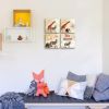 Giraffe Zebra Elephant Canvas Pictures Animals & World Map Wall Art for Kid Room Living Room Bedroom - 12x12inchx4pcs ( 30x30cmx4pcs)