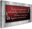 Family Wall Art-Canvas  Living Room- Family Quotes Blue Wall Decor- Motto Picture Prints Framed Artwork  - red - 20inchx40inch