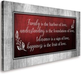 Family Wall Art-Canvas  Living Room- Family Quotes Blue Wall Decor- Motto Picture Prints Framed Artwork  - red - 20inchx40inch