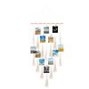 Hanging Photo Display Macrame Wall Hanging Pictures Organizer Boho Home Decor, with 30 Wood Clips, Birthday, Ivory YJ - white