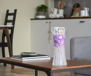 Handpainted Glass Vase | Painted Art Glass Vase | Interior Design Home Decor | Table vase 12 inch - Violet - 300