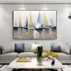 100% Hand Painted Abstract Modern Boat Pictures Art Oil Painting On Canvas Wall Art Wall Painting For Living Room Home Decoration - 70x140cm