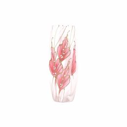 Glass vase | Painted Art Glass Vase for flowers | Interior Design | Home Decor | Table vase 10 inch - Rose - 250