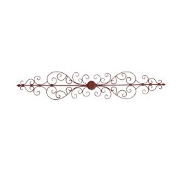 Traditionally Carved Metal Wall Plaque With Scrollwork, Brown - BM01054