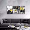 Kitchen Wall Art Gold Wine Glasses Canvas Prints Black and White Wall Art Wine Cups Modern Artwork  Dining Room Pubs Bar Home Decor - 12x16inchx3pcs