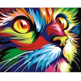5D Diamond Painting - Neon Katzengesicht Homejoy - 60x80cm - White
