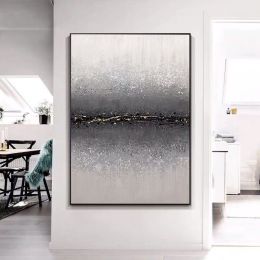Top Selling Abstract Oil Painting Wall Art Modern Handmade Minimalist Black and White Color Picture Canvas Home Decor  No Frame - 150x220cm