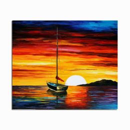 Frameless Abstract Sailing Seascape DIY Painting Handpainted Picture Painting On Canvas For Living Room Wall Artwork - 90x120cm