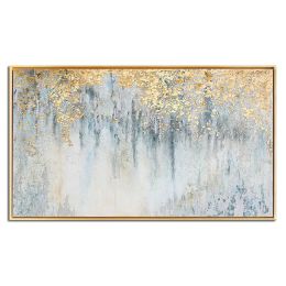 Top Selling Handmade Abstract Oil Painting Wall Art Modern Minimalist Bright Color Gold Foil Picture Canvas Home Decor  No Frame - 75x150cm