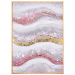 100% Handmade Gold Foil Abstract Oil Painting Wall Art Modern Minimalist Pink Marble Texture Picture Canvas Home Decor  No Frame - 50x70cm