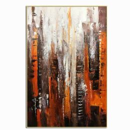 Hand Painted  Red Black White Abstract Oil Painting Minimalist Modern On Canvas Wall Art Decorative For Living Room No Frame - 60x90cm