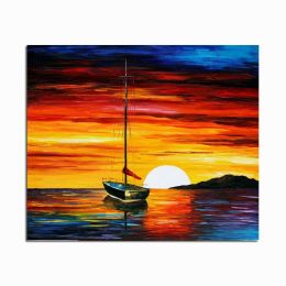 Frameless Abstract Sailing Seascape DIY Painting Handpainted Picture Painting On Canvas For Living Room Wall Artwork - 50x70cm