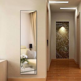 47x12 inch Full Length Mirror with Hanging Hooks  Door Wall Mounted Decoration Floor Dressing Mirror Full Body Mirror  Bathroom - Black