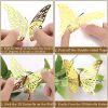 72Pcs 3D Butterfly Wall Decals Removable Self-adhesive Mural Stickers DIY Decor - Gold