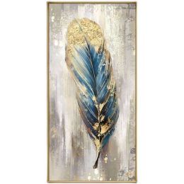 Large Feather White Gold Abstract Oil Painting Hand Painted Paintings Wall Art Home Decor Picture Modern Oil Painting On Canvas - 100x150cm
