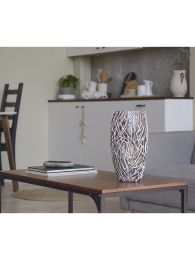 Handpainted Glass Vase for Flowers | Oval Vase | Interior Design Home Room Decor | Table vase 12 in - Brown - 300