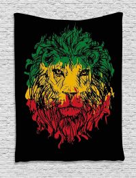 Calico lion headband black background wall hanging suitable for bedroom living room dormitory light green and yellow - 150x230cm thick