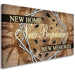 New Home Canvas  Living Room|New Beginning Decor  Couples|New Memories Painting Prints Quotes Wall Decor|House Warming Gift - 20inchesx40inches