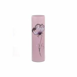Gentle flower | Art decorated glass vase | Glass vase  flowers | Cylinder Vase | Interior Design | Home Decor | Large Floor Vase 16 inch - Rose - 400