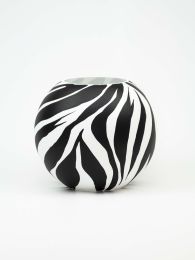 Handpainted Glass Vase for Flowers | Painted Art Glass Round Vase | Interior Design Home Room Zebra Decor | Table vase 6 inch - White - 180