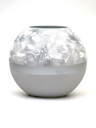 Handpainted Glass Vase for Flowers | Painted Art Glass Round Bubble Vase | Interior Design Home Room Decor | Table vase 6 in - Gray - 180