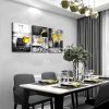 Kitchen Wall Art Gold Wine Glasses Canvas Prints Black and White Wall Art Wine Cups Modern Artwork  Dining Room Pubs Bar Home Decor - 12x16inchx3pcs