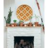 Bamboo Woven Round Basket Tray - Orange