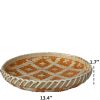 Bamboo Woven Round Basket Tray - Orange