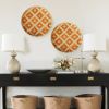 Bamboo Woven Round Basket Tray - Orange