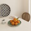 Bamboo Woven Round Basket Tray - Wave Blue