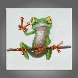 100% Hand Painted  Abstract Oil Painting Wall Art Modern Minimalist Frog Picture Canvas Home Decor For Living Room No Frame - 150x150cm