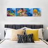 Bathroom Canvas Sea Turtle  Colorful Fish Coral Dolphin Ocean  Navy Seascape Artwork Framed Nautical - blue - 12inchx12inchx4pcs