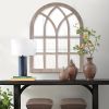 DunaWest Arched Farmhouse Windowpane Wooden Wall Mirror, Washed Brown - UPT-228703