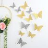 48pcs 3D Butterfly Wall Decor Removable Metallic Wall Sticker Room Mural Decals - Gold