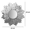 DunaWest 28 Inch Round Floating Wall Mirror with Sunburst Design Frame, Silver - UPT-226281