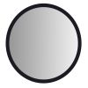 DunaWest 28 Inch Round Wooden Floating Beveled Wall Mirror, Black - UPT-226272