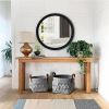 DunaWest 28 Inch Round Wooden Floating Beveled Wall Mirror, Black - UPT-226272