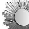 DunaWest 28 Inch Round Floating Wall Mirror with Sunburst Design Frame, Silver - UPT-226281