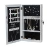 Free shipping Jewelry Cabinet Armoire with Mirror, Wall-Mounted Space Saving Jewelry Storage Organizer Hanging Wall Mirror White  YJ - white